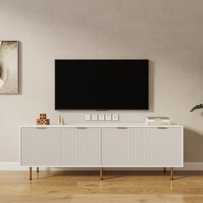 FONTOI TV Stand with Storage Drawers for Televisions up to 80", Media Center, Storage Console Table for Living Room, White, 15.75"*23.62"*70.86"