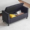 CAVINAS Storage Bench for Bedroom,Velvet Storage Ottoman Bench with Armrests and Nailhead Trim for Living Room,Bedroom,Black/Cream White - 2 of 4