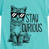 Girls' - Instant Message - Stay Curious Cat Fitted Short Sleeve Graphic T-Shirt - 2 of 4