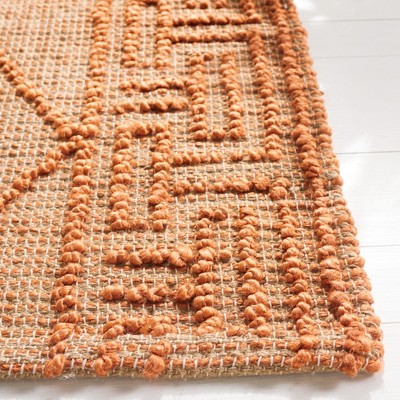 6' Square Orange and Natural Sisal Area Rug