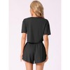 INSPIRE CHIC Women's Short Sleeve Ribbed Knit Side Slits Shorts Pajama Sets 2 Pcs - 4 of 4