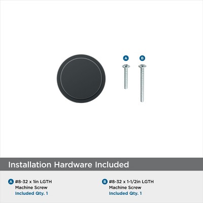 Matte Black Round Modern Cabinet Knob with Mounting Hardware