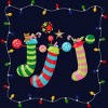 Junior's Design By Humans Christmas Stocking with Christmas Lights By realdealclipart T-Shirt - 2 of 3