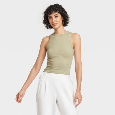 Women's Slim Fit Cropped Ribbed Tank Top - A New Day™