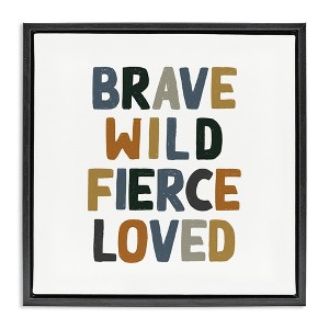 Stupell Industries Brave Wild Fierce Inspirational Floating Frame Canvas Art, Black, 18" x 18" - 1 of 4