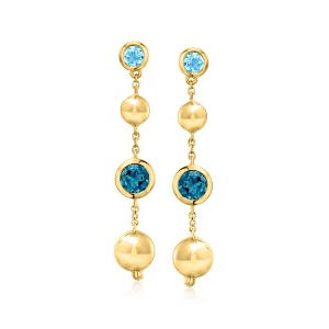 Ross-Simons 2.10 ct. t.w. London and Swiss Blue Topaz Beaded Drop Earrings in 18kt Gold Over Sterling - 1 of 3