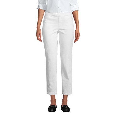 Lands' End Women's Tall Mid Rise Pull On Chino Crop Pants - 12 - White ...