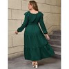 Women's Plus Size Long Sleeve Maxi Dress V Neck Ruffle Casual Dress Spring Fall - 2 of 4