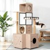 Lirago Rustic Gray Cat Tree 25.6x25.6x63"-63" Multi-Functional Litter Box Tower - 2 of 4
