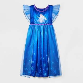 Toddler Girls' Short Sleeve Frozen Elsa Fantasy NightGown - Blue