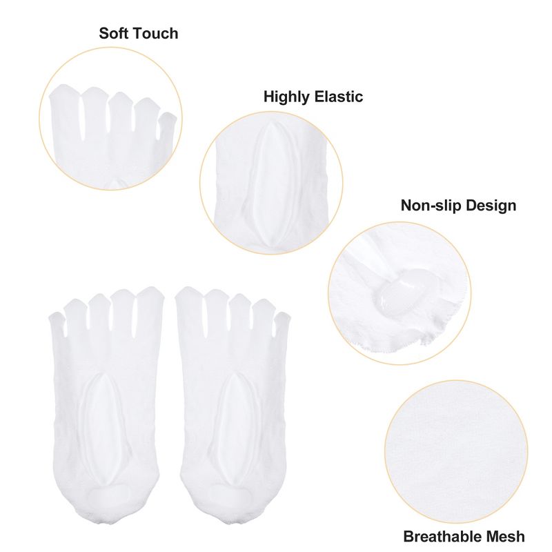 Unique Bargains Invisible Five Fingers Socks Hook Silk Five Toe Socks Mesh Breathable Soft Fashion No Show Socks for Women 3 Pairs, 3 of 7