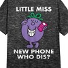 Mr. Men And Little Miss Meme Little Miss New Phone Crew Neck Short Sleeve Charcoal Heather Women's Night Shirt - 2 of 2
