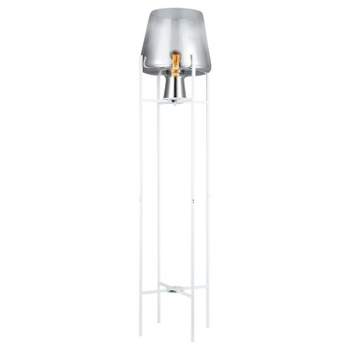 61" Nadia White Metal and Silver Glass Bowl Modern Floor Lamp - River of Goods