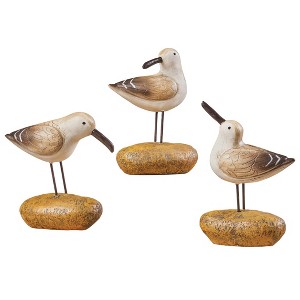 Collections Etc Hand-Painted Seabird Sitters - Set of 3 Brown - 1 of 2