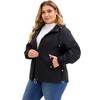 Women's Plus Size Windbreaker Zip Up Buttons Waterproof Hooded Casual Trench Coats with Pockets - Agnes Orinda - 2 of 4