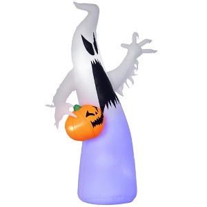 HOMCOM Inflatable Ghost with Pumpkin, Halloween Outdoor LED Lighted Yard Decoration, Waterproof - 1 of 4