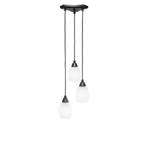 Toltec Lighting Europa 3 - Light Pendant in  Matte Black with 5" White Linen  Shade - 1 of 1
