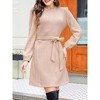 Clearlove Women's Casual Knit Dress Long Sleeve Tie Waist Sweater Dresses - 2 of 4