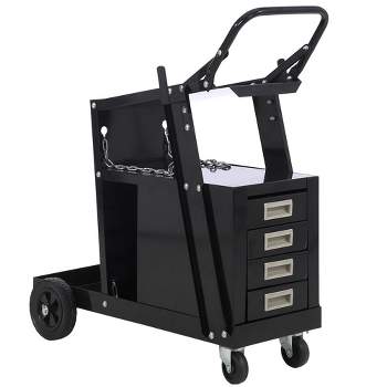 Welding Cart, 220 lbs Welder Cart with Wheels, 3-Tier Welding Carts for TIG MIG Welder and Plasma Cutter