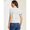 Allegra K Women's Polka Dots Peter Pan Collar Tie Neck Short Sleeve Shirt - 3 of 4