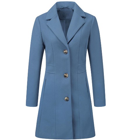 Женская куртка INSPIRE CHIC Single Breasted Notched Lapel Long Winter Trench Coats Large Blue Gray, цвет: Синий
