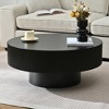Modern Round/Square Coffee Table Cocktail Table Accent Table Drum End Table Minimalist Fluted Center Table, Easy Assembly, Black/White-ModernLuxe - 2 of 4