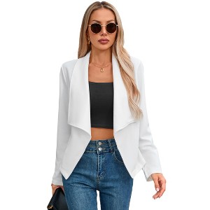 Coolmee Women's Casual Blazer Lightweight Long Sleeve Open Front Office Workwear Jacket - 1 of 4
