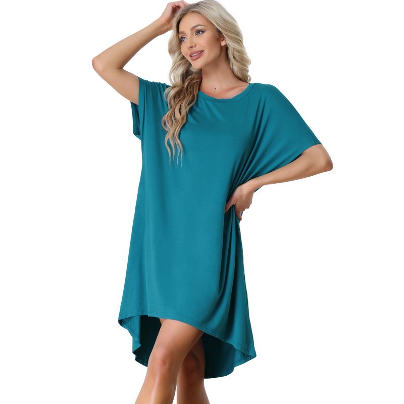 cheibear Women's Batwing Sleeve Nightshirt Lounge Dress Nightgown, 1 of 6