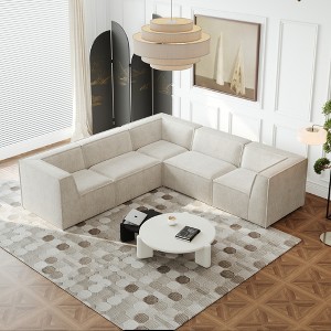 106" Chenille Modular L-Shaped Sectional Sofa, 5-Piece Oversized Floor Couch Set, No Assembly, Free Combination for Living Room & Bedroom - 1 of 4
