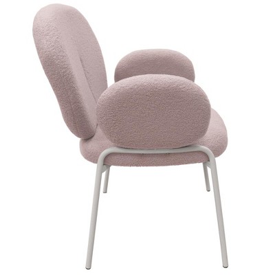 Celestial Gray Boucle Upholstered Arm Chair with White Metal Frame