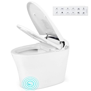 Costway Smart Toilet with LED Display Adjustable Heated Seat Dryer Auto Open/Close Lid - 1 of 4