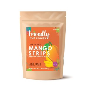 Friendly |Mango Strips |16 oz; (1 LB)| Natural, Unsweetened, Vegan, NON GMO, Superfoods, Kosher. - 1 of 4