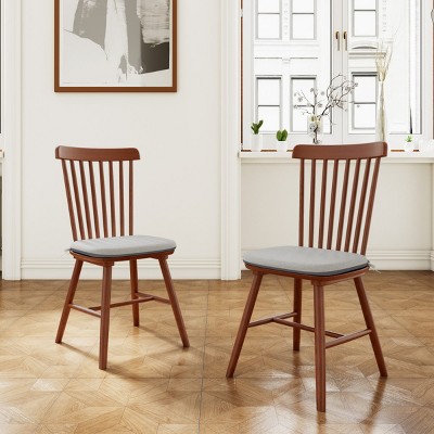 Set of 2 Modern Dining Chairs with Cushioned Seat and High Backrest, Wood Chairs for Dining Room, Kitchen or Home Office – The Pop Home