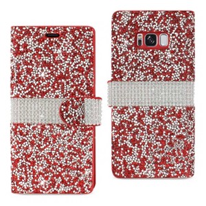 Reiko Samsung Galaxy S8 Edge/ S8 Plus Diamond Rhinestone Wallet Case in Red - 1 of 4