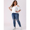 Agnes Orinda Women's Plus Size Summer Fashion Cold Shoulder Ruffle Trumpet Sleeve Blouses - 3 of 4