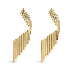 Haus of Brilliance 14K Yellow Gold Plated Silver Sculpted Diamond Accent Drop Earrings - 1 of 4