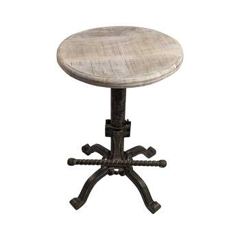 24" Ryder Swivel Adjustable Barstool Natural Driftwood/Aged Iron - Carolina Chair & Table
