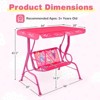 Costway 2-Seater Toddler Porch Swing Chair with Metal Stand Adjustable Canopy Safety Belts Blue/Pink/Yellow - 3 of 4