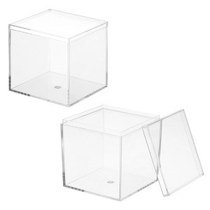 Unique Bargains Acrylic Cube Storage Collectible Display Boxes 2 Pcs Clear - 1 of 4