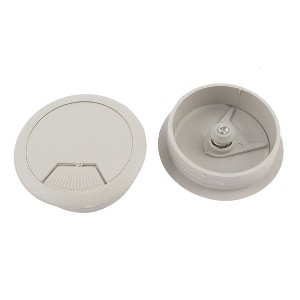 Unique Bargains 2pcs 4cm Dia Computer Desk Table Grommet Cable Tidy Outlet Hole Cover Gray - 1 of 4