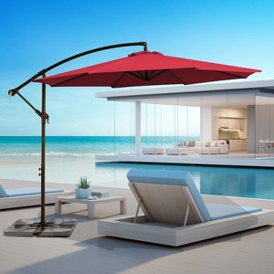 HYLEORY Beeram 120" Round Cantilever Umbrella with Counterweight - 1 of 4