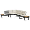 vidaXL L Shaped Garden Sofa Set with Cushions Black Poly Rattan and Acacia Outdoor Furniture for Patio Balcony Lounge Wicker - 3 of 4