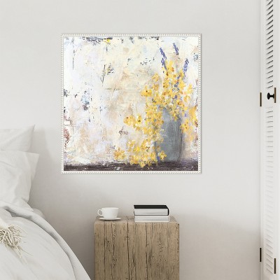 Sylvie Beaded White Framed Abstract Canvas Art Print, 30 x 30 Inches