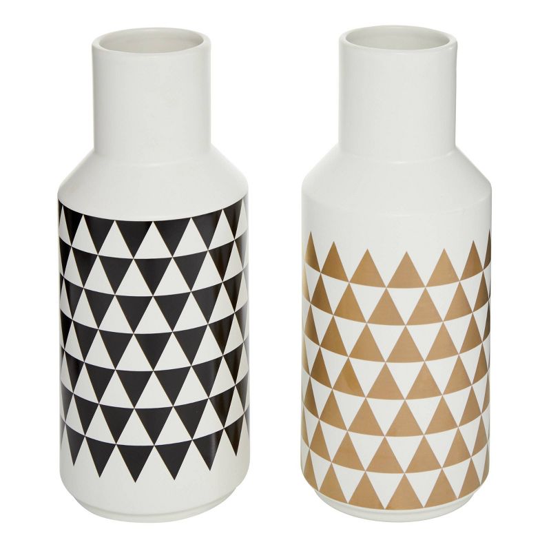 Set of 2 Modern Ceramic Bottle Vases with Patterns - Olivia & May, 6 of 7