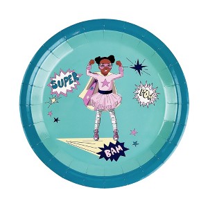 Anna + Pookie 9" Girl Green Super Hero Paper Party Plates 8 Ct. - 1 of 3