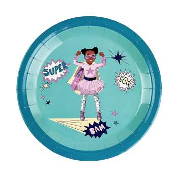 Anna + Pookie 9" Girl Green Super Hero Paper Party Plates 8 Ct.