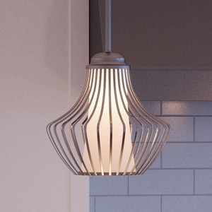 Urban Ambiance Luxury Modern Pendant Light,  10-1/2" x 10",  Sterling Steel Finish, UHP2860 - 1 of 4