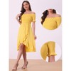 Allegra K Women's Summer Smocked Dresses Off the Shoulder Ruffle Hem Midi Dress - 2 of 4