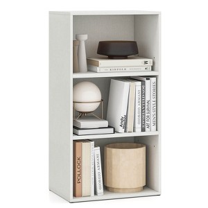 Costway 3 Tier Open Shelf Bookcase Multi-functional Storage Display Cabinet Furni White - 1 of 4