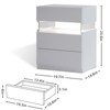 DOMETOUR White LED 3-Drawer Nightstand with Acrylic Board for Bedroom/Living Room - 4 of 4